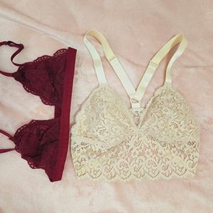 forever21 nude beige floral lace cage bralette